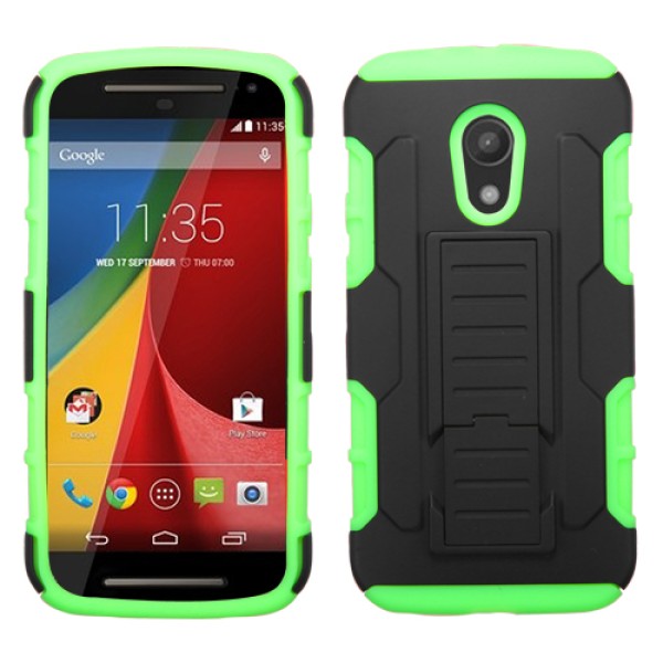 Case Protector Motorola Moto G 2nd Gen Dual Black Green w/kickstand  Vertical (17004119) by www.tiendakimerex.com
